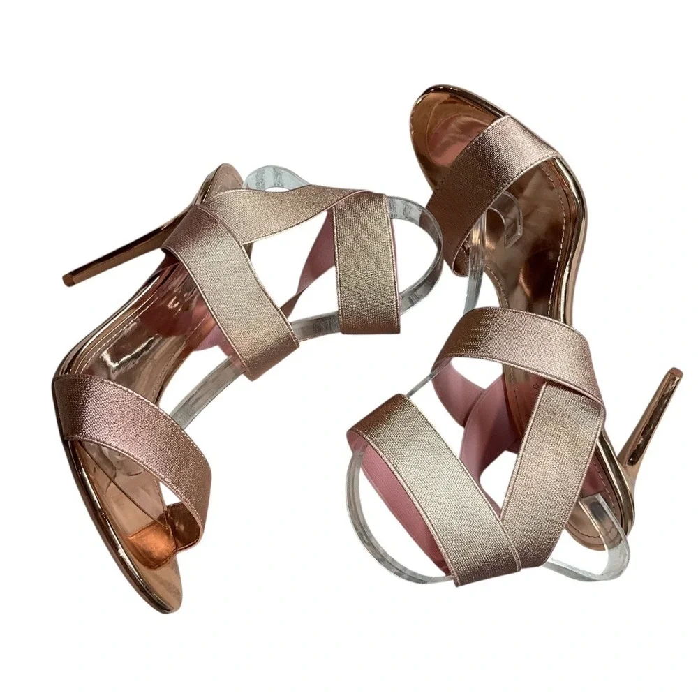 Lauren Lorraine Leniya Cross Stretch Strap Stiletto High Heels Sandals Sz 10 NWB